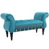 Bench Upholstered Bench with Velvet Cover, Armrest Bed Bench with Wooden Frame, Shoe Bench for Bedroom, Living Room, Hallway 117 x 40 x 58 cm Blue