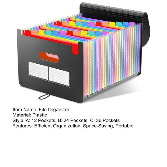 Органайзер для файлов-гармошек с 12/24/36 карманами, расширяющаяся папка для файлов формата А4, органайзер для бумажных документов и квитанций для классной комнаты, домашнего офиса