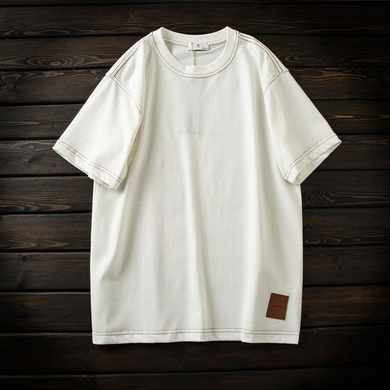 Good Reputation Product! Cabinet 289+! 230g Heavyweight Double Yarn High-Count Cotton Men's Summer Breathable Crew Neck Short-Sleeve T-Shirt