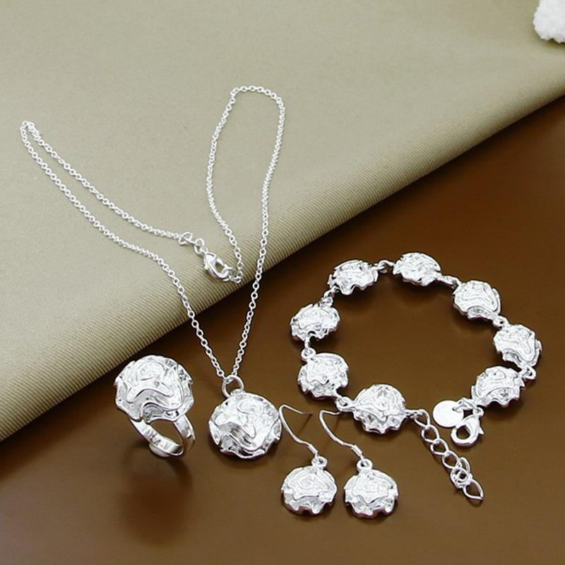 Korean Silver-Plated Rose Four-Piece Set - Hot Selling