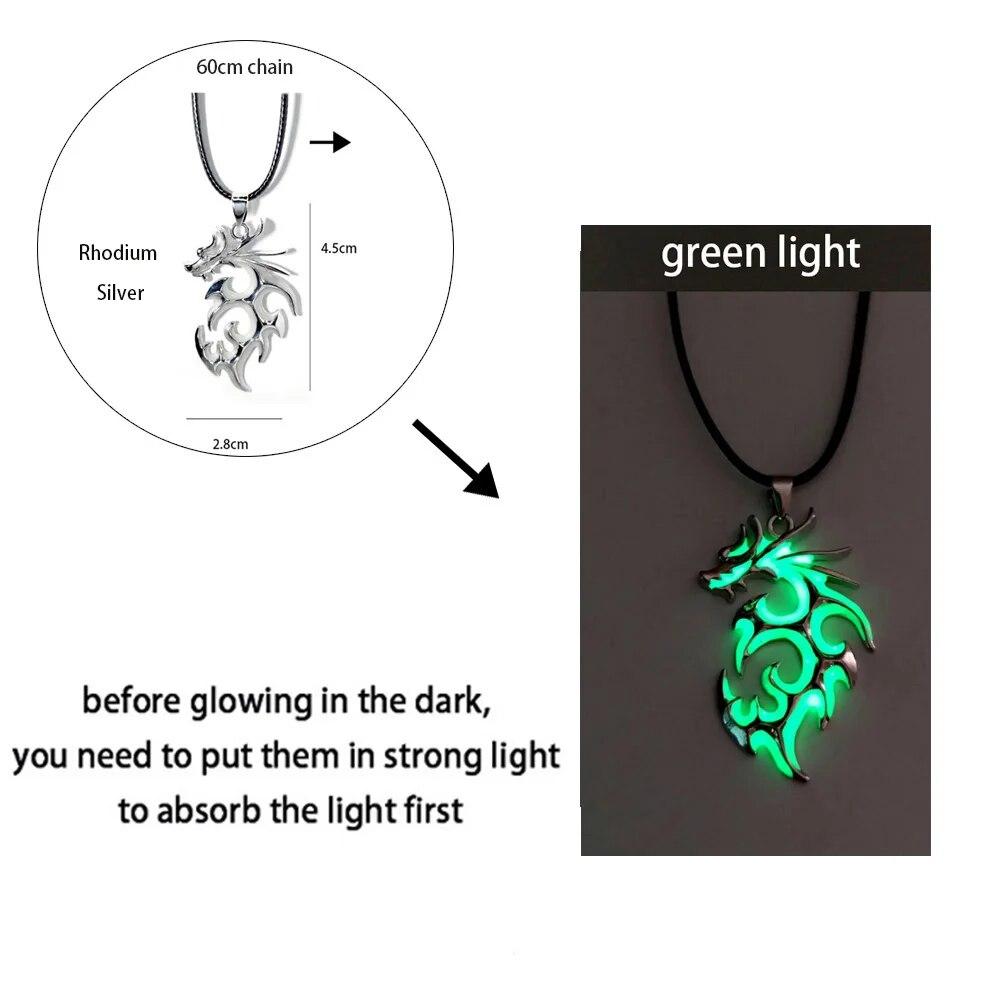 Светящееся ожерелье с драконом, светящаяся ночная флуоресценция, антикварное винтажное светящееся в темноте для мужчин и женщин, подарок для вечеринки, Дня Хэллоуина, клуба