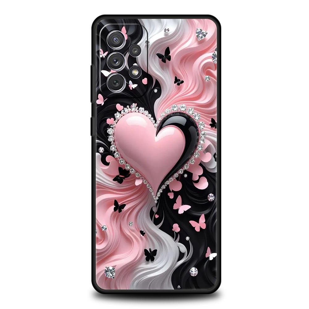 Colored Love Heart Printed Phone Case for Samsung Galaxy A55 A35 A17 A07 A15 A13 A25 A51 A71 A72 A73 A32 A52 A52S A41 Soft TPU