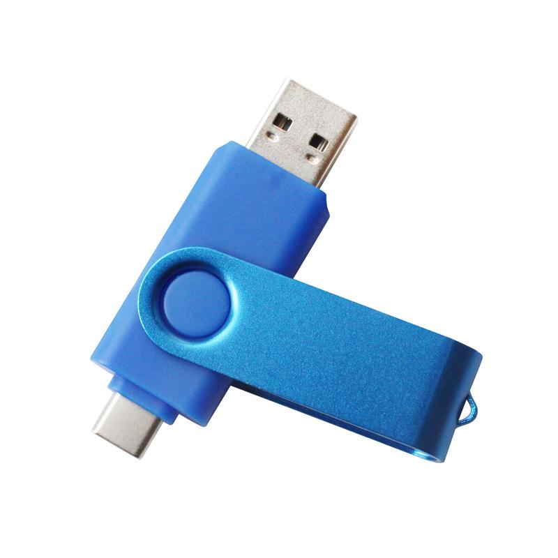 Металлическая USB-флешка с двумя разъемами, на заказ - большой емкости с печатью логотипа, совместима с компьютерами и мобильными телефонами