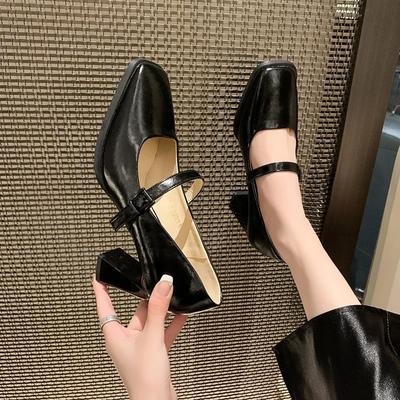 Женские босоножки на высоком каблуке, массивные туфли Мэри Джейн в стиле Лолиты, летние новые туфли из лакированной кожи 2024 года, роскошные женские туфли для вечеринки и свадьбы