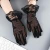Style Driving Black White Full Finger Sunscreen Tulle Mittens Bridal Gloves Lace Gloves Mesh Gloves