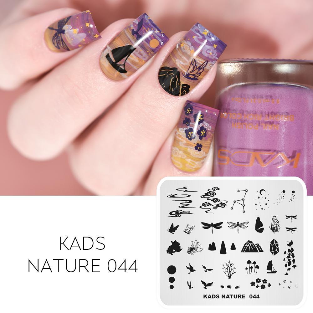 kads Шаблон штампа для дизайна ногтей Nature 044, муар, звездное небо, узор бабочки, изображение для дизайна ногтей, трафареты для дизайна лака для ногтей
