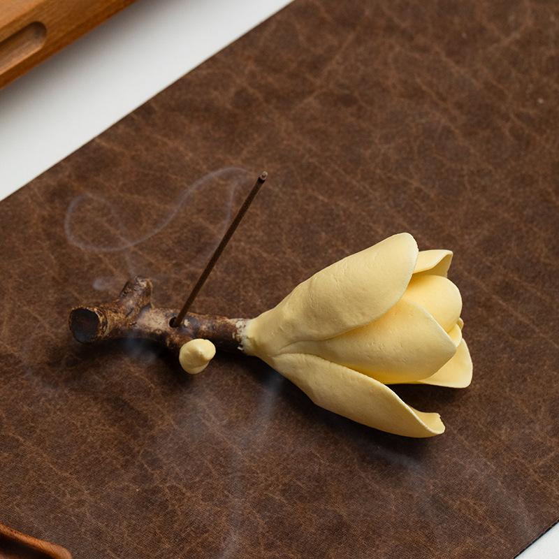 Керамические изделия ручной работы Магнолия Керамические декоративные украшения ручной работы Основа для ароматерапии Подставка для благовоний из сандалового дерева Домашний декор