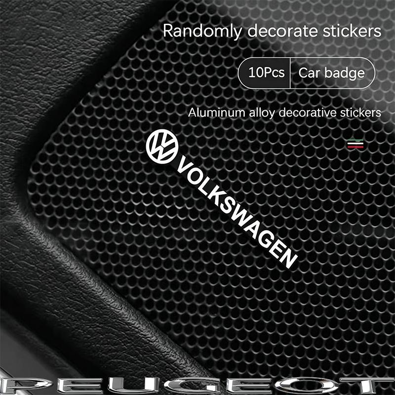 5/10Pcs Car Audio Speaker 3D Aluminum Badge Logo Stickers For VW GTI Polo Golf Passat Tiguan Arteon CC Taigo Caddy Jetta Hub Cap QK7