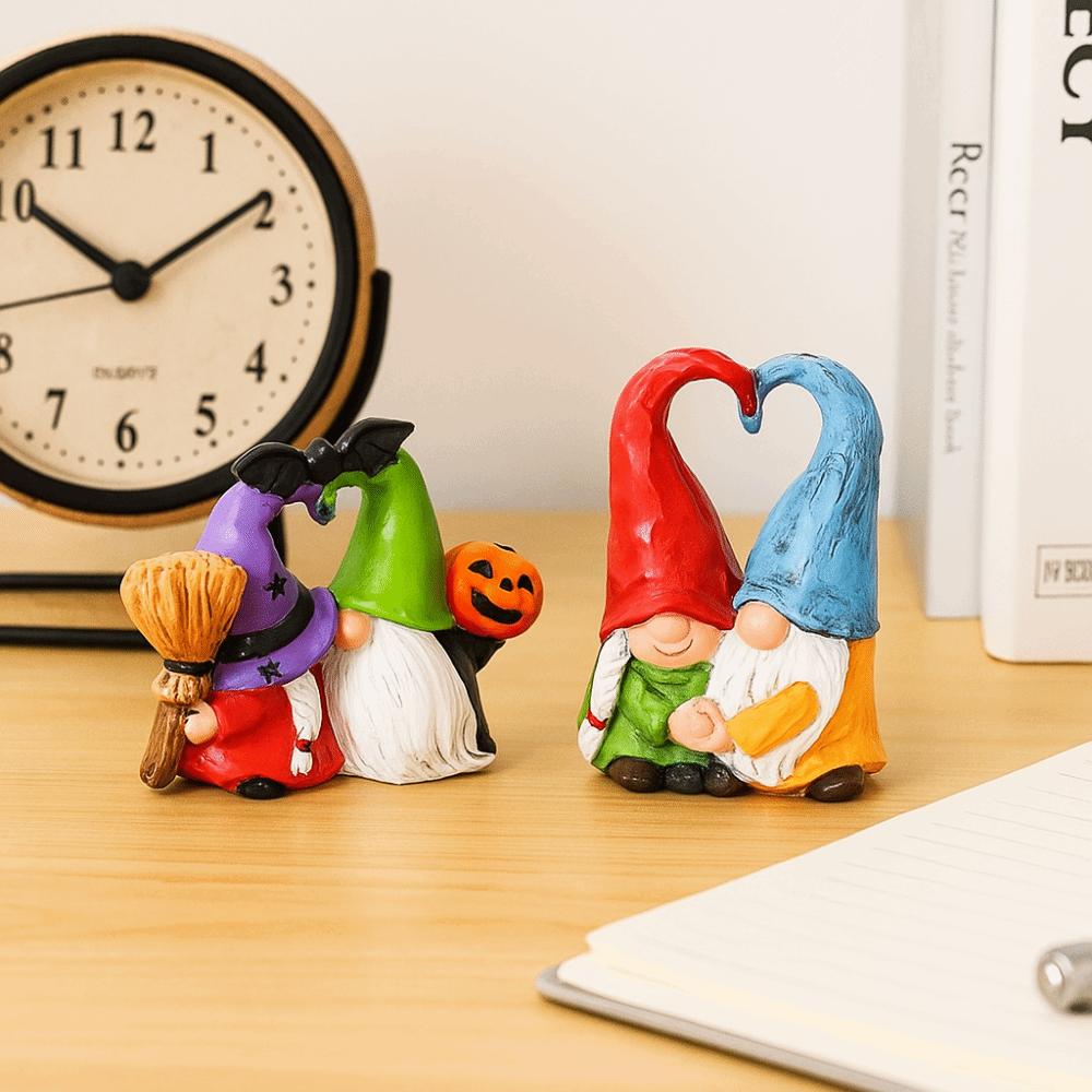 Handmad Couple Dwarf Ornaments Resin Dwarf Spirit Heart Shape Figurines  Desktop Decorative