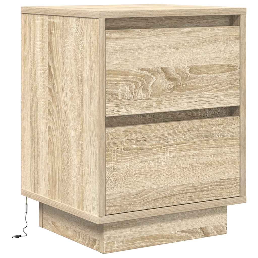 Nightstands with LED Lights 2 Pcs. Sonoma Oak 38x34x50 cm