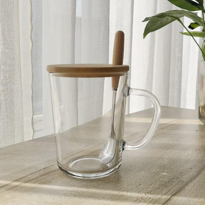 Милая мультяшная стеклянная чашка для молока с крышкой и ложкой, персонализированный подарок.