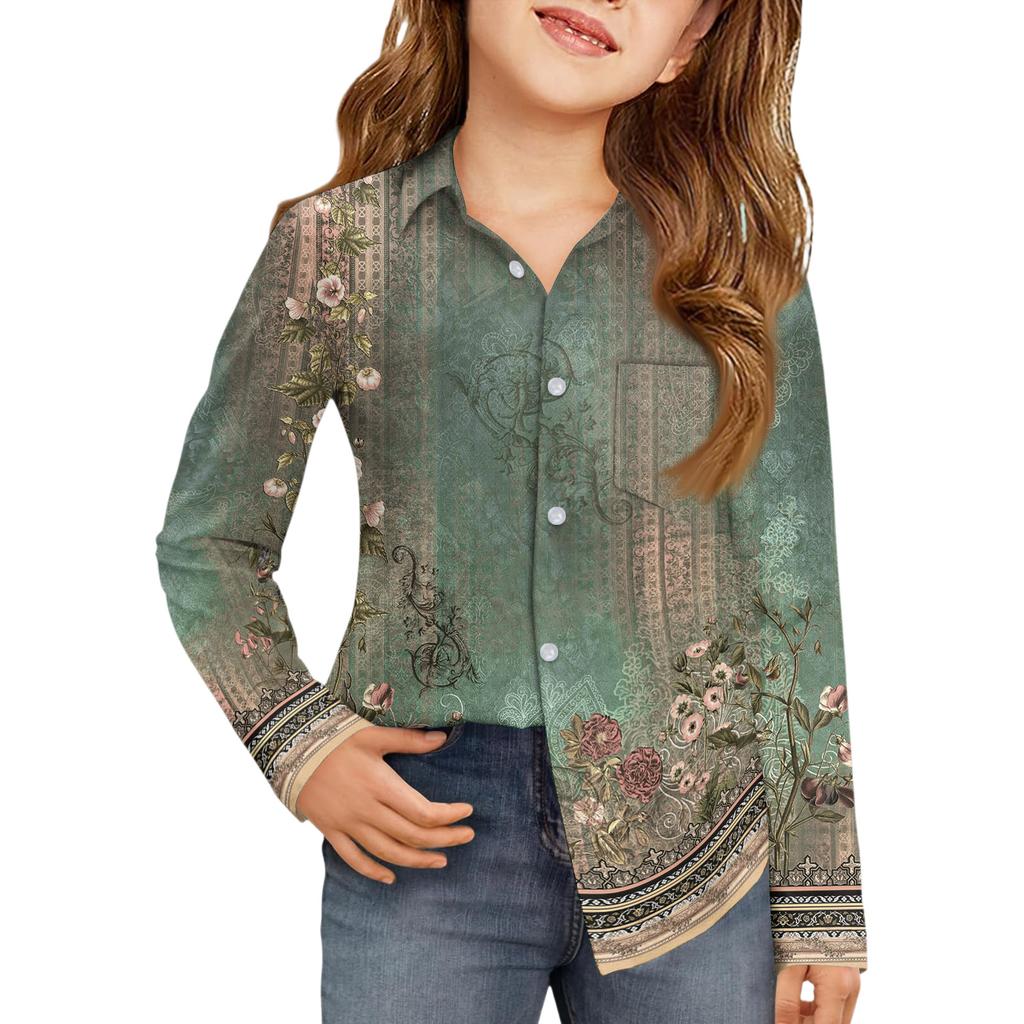 Girls' Button-Down Shirt - Long Sleeve Dress Blouse