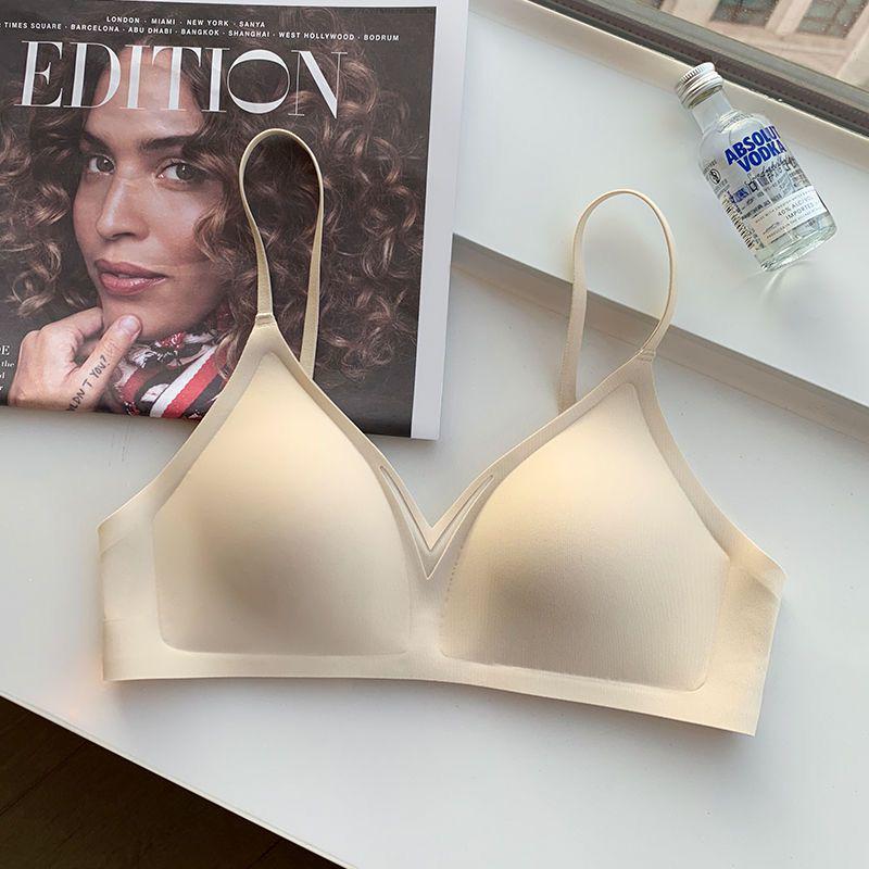 Бесшовный беспроводной французский треугольный бюстгальтер - Мягкая поддержка, Предотвращение обвисания, Боковая поддержка для маленькой груди