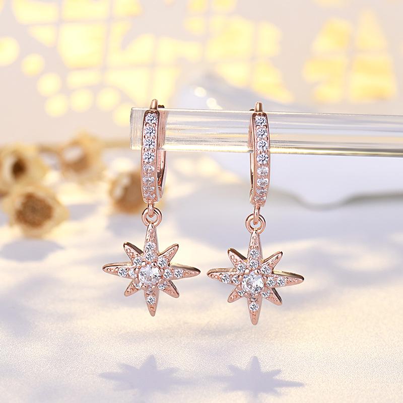Diamond-inlaid Zircon Star Ear Buckle Earrings