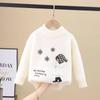 Autumn and Winter Children's Sweater Pullover Girls' Round Neck Knitwear Mink Down Children's Western Cartoon Long Sleeve