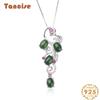 Танциз Стерлингового Серебра 925 Классическое Женское Нефритовое Ожерелье Кулон Циркон Модный Подарок