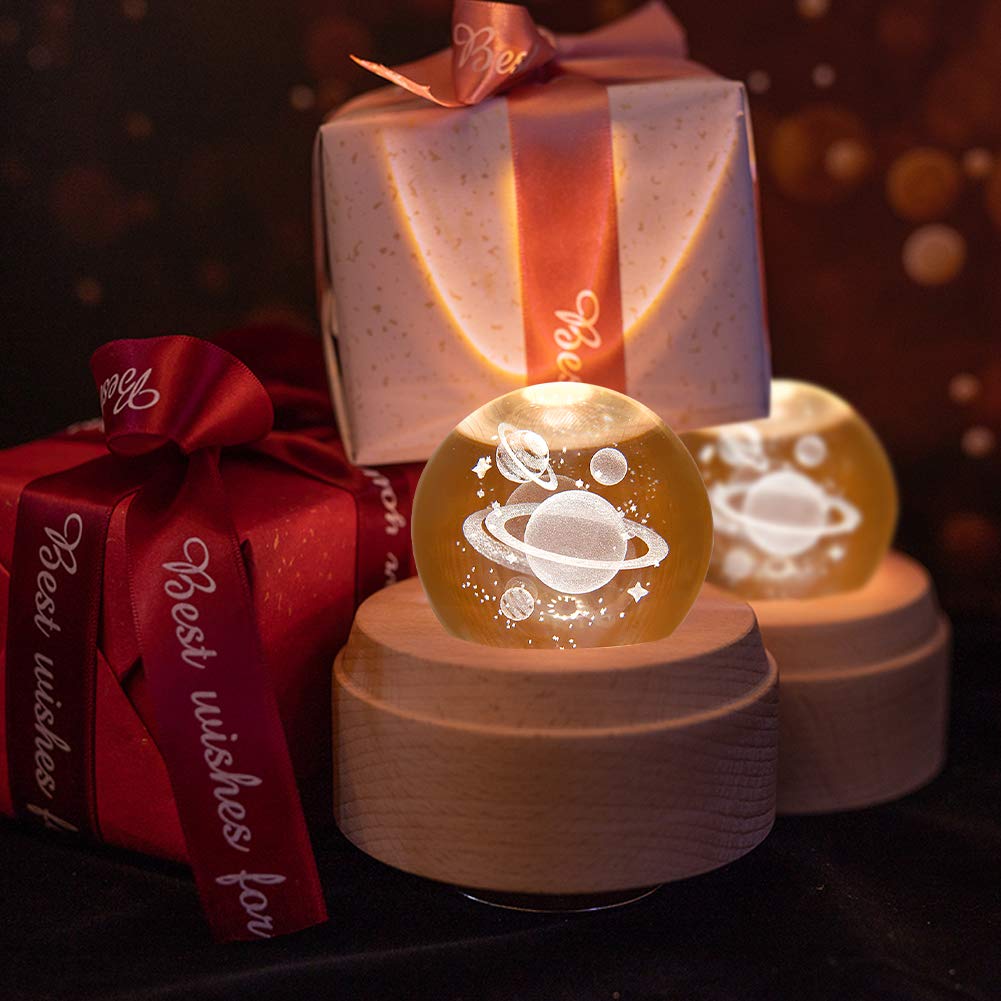 Mozalida Music Box Planet Space Crystal Ball Music Perfect for Snow or As a Moon This Stylish Handmade Music Box Features a and Crystal Ball It Also