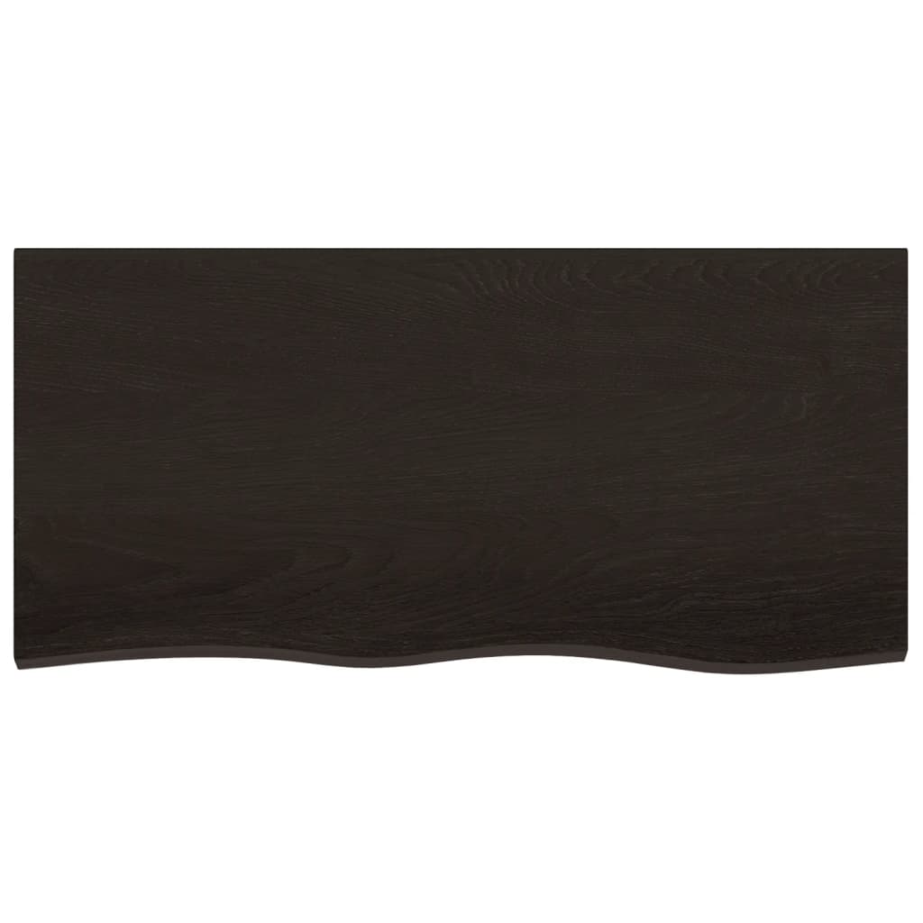 Vidaxl Blat Stołu, Ciemnobrązowy, 100X50X(2-4) Cm, Lite Drewno Dębowe