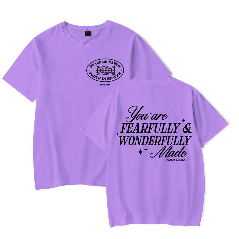 Gift for Christian Tshirt You Are Fearfully  Wonderfully Made Graphic T Shirts Women Funny Religious Christian Faith Tee Shirt