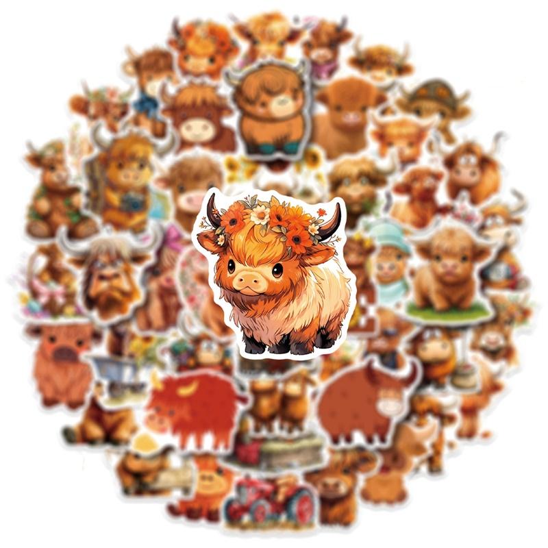 10/30/50PCS Cartoon Colored Yak Sticky PVC Sticker Aesthetic DIY Decoration Scrapbooking Hand Accounting Supplies