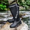 Stylish Men's Non-Slip Waterproof High-Top Rain Boots with Drawstring - Long Tube Fishing Wear-Resistant