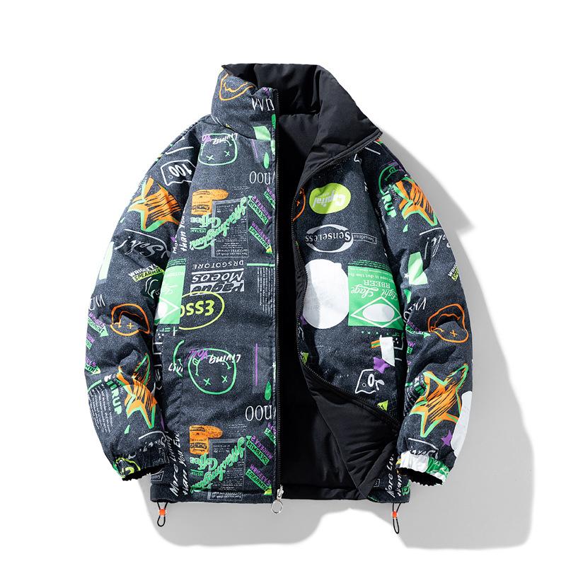 Двусторонняя одежда, мужская зимняя теплая стеганая куртка, свободная модная брендовая студенческая пара с стеганой курткой