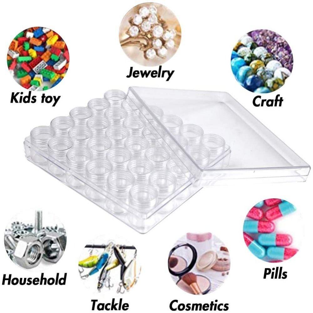 Round Shape Bead Storage Box Clear Beads Organizer New Transparent Bottles Bead Storage