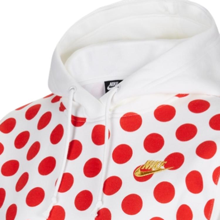 Nike Спортивная одежда Базовые вещи Athleisure Принт в горошек Пэчворк С начесом С подкладкой из флиса С капюшоном Пуловер Толстовка Зимняя CQ7779-167
