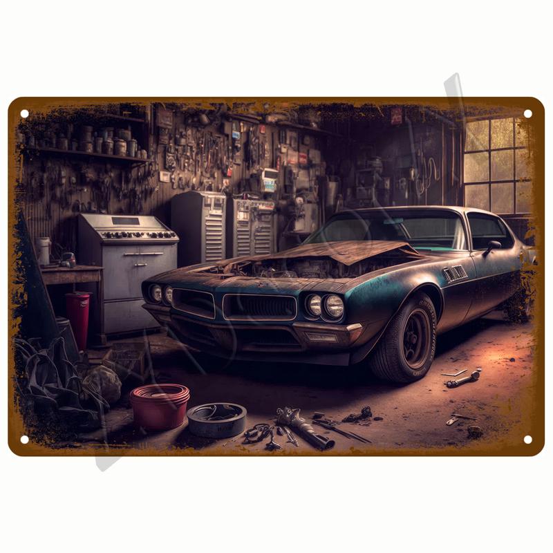 Металлический знак Гараж Газ Масло Свеча зажигания Шиномонтаж Man Cave Club Bar Home Wall Decor Art Vintage Decor Жестяная табличка Декоративная табличка