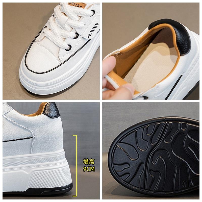 Fujin 9 см из коровьей замши из натуральной кожи, женская вулканизированная обувь на платформе, танкетка для скейтбординга, повседневная устойчивая обувь на высоком брендовом каблуке