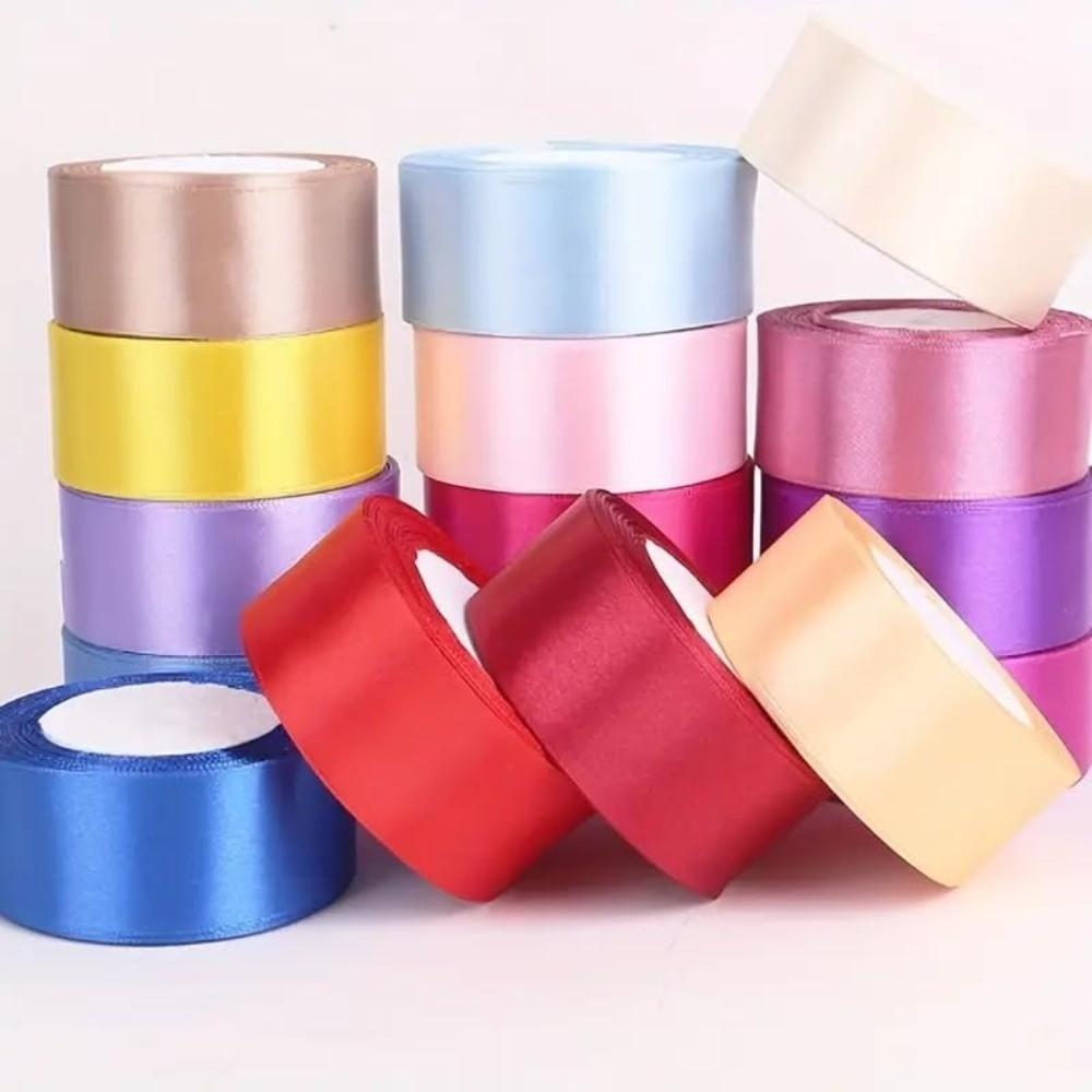 1 рулон 1,5 дюйма X 25 ярдов однотонные атласные ленты для DIY упаковки подарков, свадебных букетов, ленты для букетов, ручной работы банты, упаковка тортов