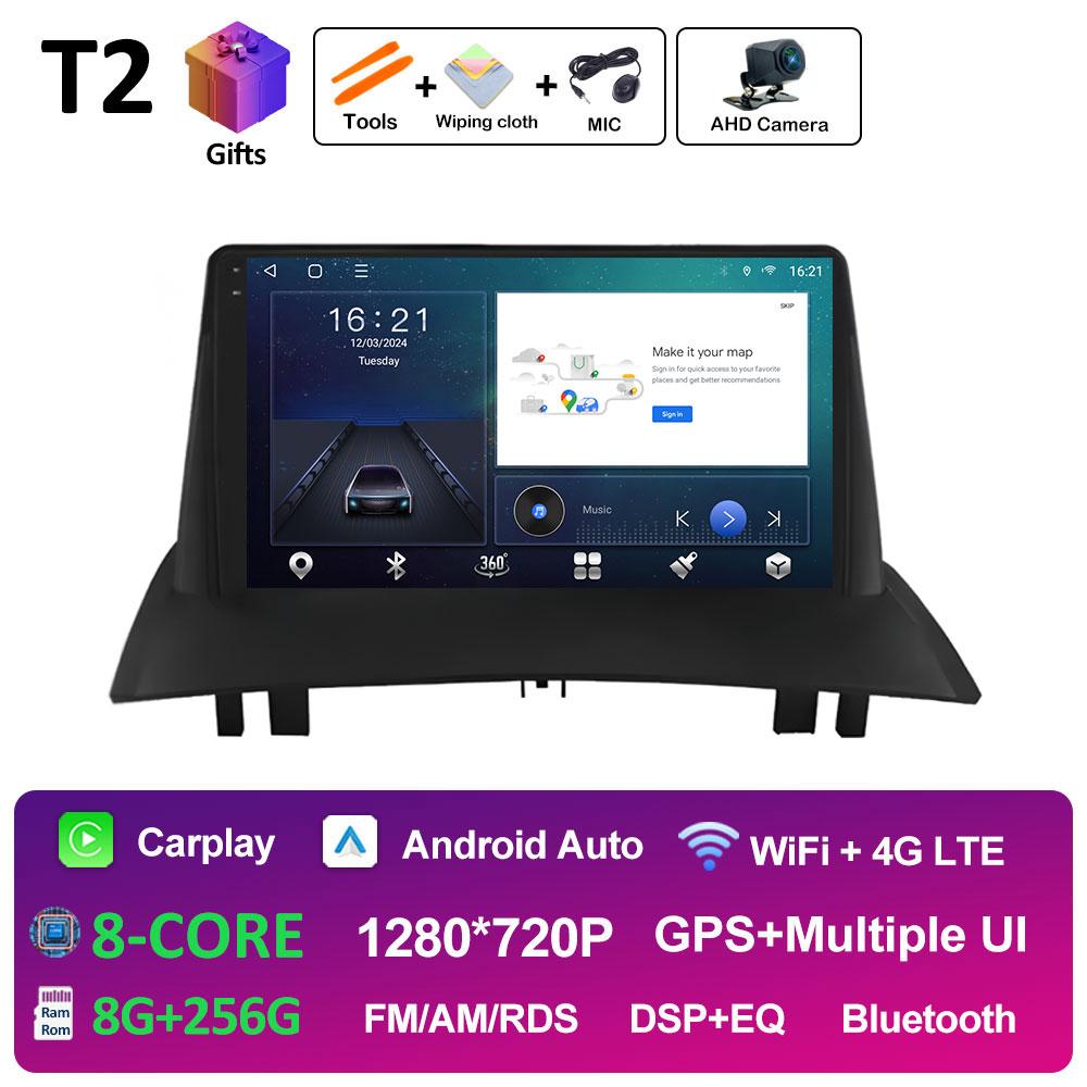 Для Renault Megane 2 2002 2003 2004 2005 - 2009 Беспроводная навигация Carplay GPS Android 14 DSP Стерео Авторадио Сенсорный экран 4G