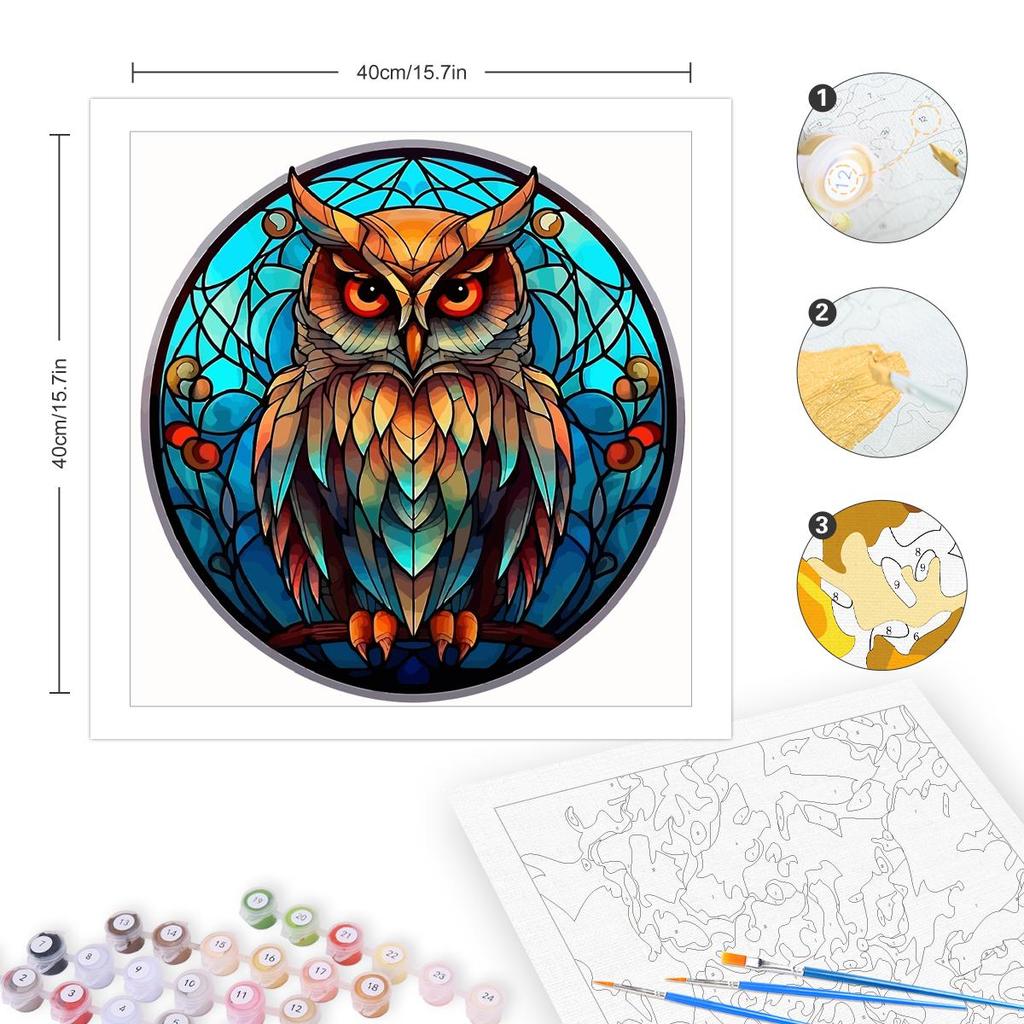 Рамка для рисования по номерам, наборы с изображением совы, животного по номерам, холст, живопись, акриловая краска с наборами кистей для подарка «сделай сам», 40x40