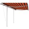 VidaXL Automatic Retractable Awning and Posts 3x2.5 M Orange Brown 3069910
