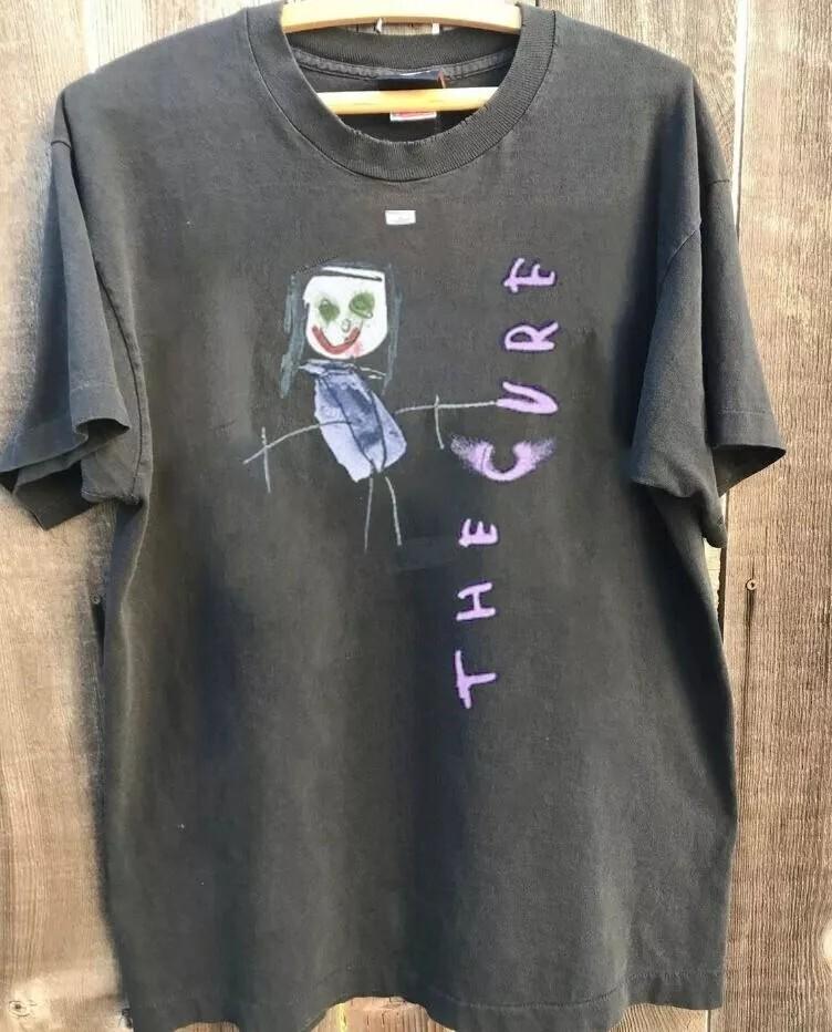 Футболка The Cure, Футболка унисекс в ретро-стиле группы The Cure, Угольно-серая, Унисекс, Размеры S-5XL