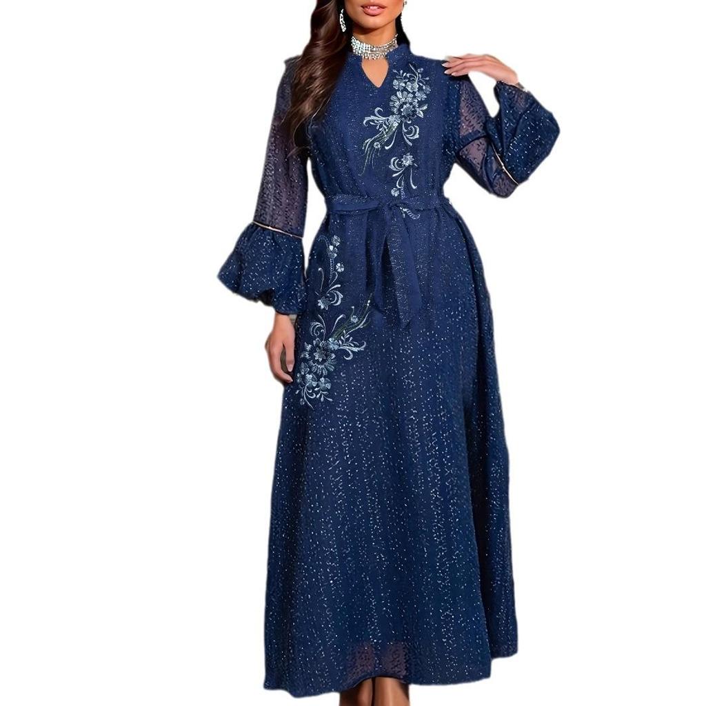 2025 Вышитое платье мусульманки с Ближнего Востока - Новое арабское платье в стиле Дубая