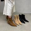 2025 New Internet Celebrity Thin Heel Spring and Autumn Single Boots High Heel Elastic Thin Boots Pointed Suede Kitten and Short Boots Women