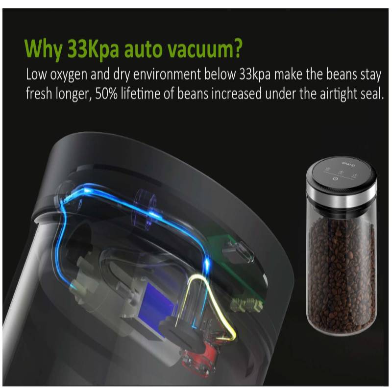 Автоматический вакуумный контейнер для кофе Вакуумный контейнер для хранения продуктов Прозрачный контейнер для хранения продуктов Влагостойкий Удаление воздуха Герметичный
