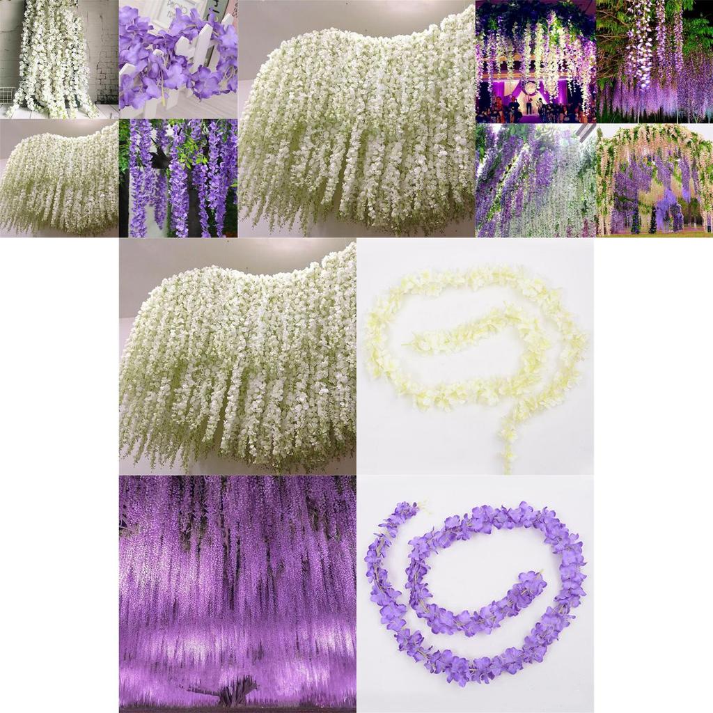 Gorgeous 2m Artificial Wisteria Silk Fake Flower Ivy Garland Vine For Wedding Decor