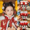 Ancient Style Children's New Year Hairpin Bow Tassels Girls Hanfu Headwear Hair Accessories
