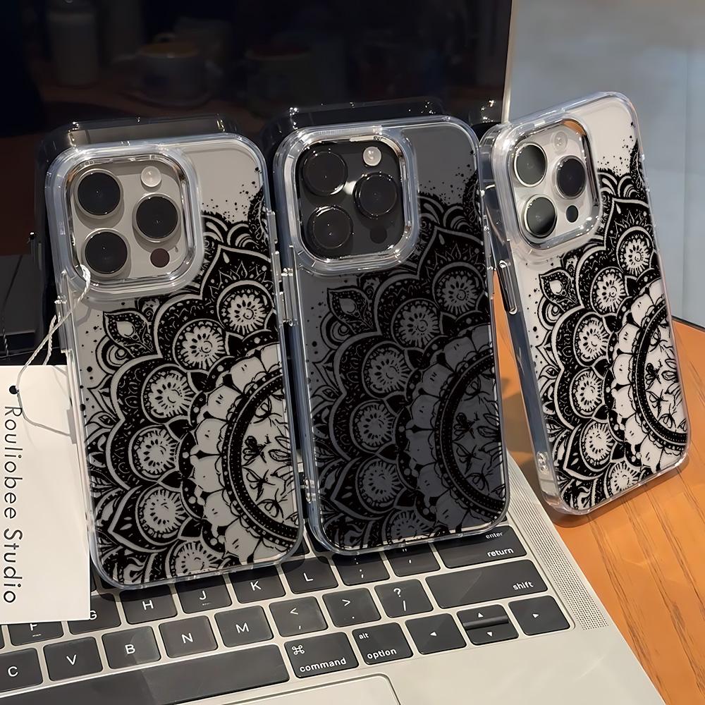 Bohemian Mandala Pattern Phone Case For Iphone 17 Air 16 16E 15 14 13 12 11 Pro Max 17E Plus Chiffon Texture Back Cover