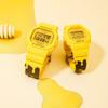 Casio Квадратная Медовая Банка Подарочная Коробка Специальные Часы с Гравировкой на Задней Крышке Электронный Механизм Ремешок из Смолы Унисекс Часы Желтый SLV-22B-9PFH