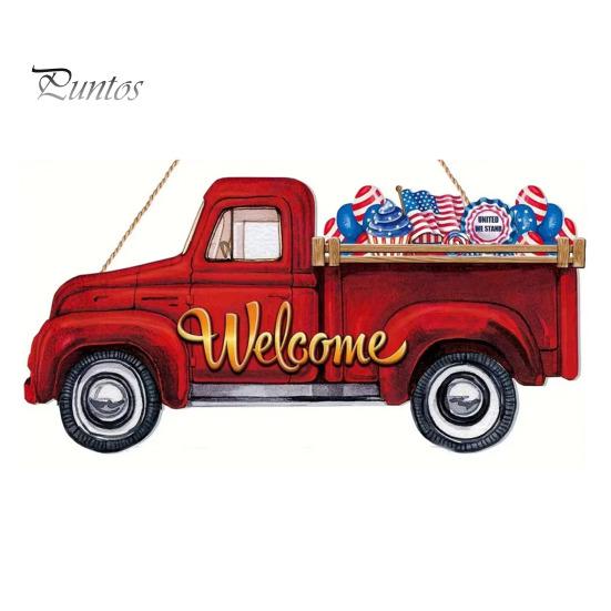 Подвесной приветственный знак на входной двери грузовика с 12 альтернативными сезонными праздничными декорациями, приветственный знак в форме грузовика на осень, День благодарения, Хэллоуин