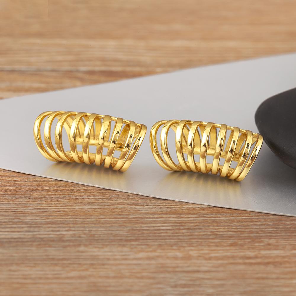 Nidin New Retro Simple Style Multilayer Ear Clip Earrings 3 Styles For Women Copper Ear Jewelry Engagement Wedding Party Gifts