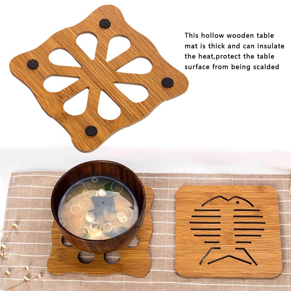 Мультяшный деревянный коврик для стола, утолщенный, антиожоговый, изоляционный коврик для ужина, полая, нескользящая сковорода, миска, лепесток