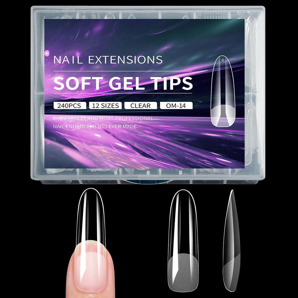 Накладные ногти для дизайна ногтей, прозрачные, полуматовые, ультратонкие, удлиненные, не оставляющие следов, не шлифующиеся, тонкие, 240 штук
