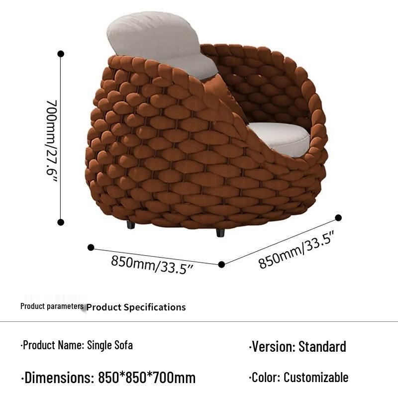 Contemporary Outdoor Aluminum Rattan U-shaped Sofa with High-Density Sponge, Coffee Table, and Chair Set