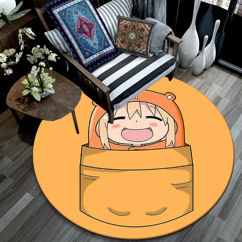 Himouto! Umaru‑chan2 Round Area Rug,Carpet Rug for Living Room Bedroom Sofa Playroom Decor,Non-slip Floor Mat