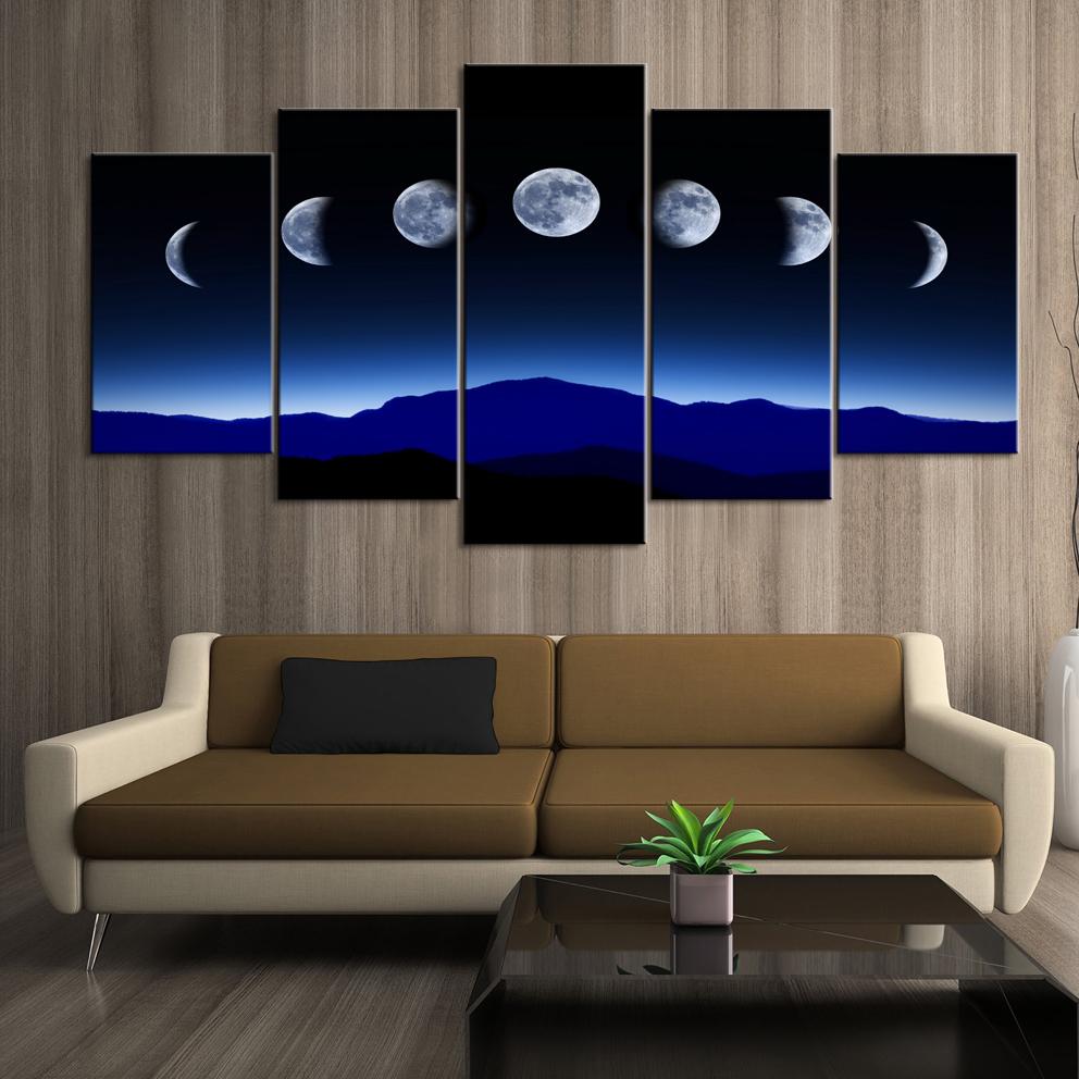 5 шт., декоративная живопись, постер, новая мода, офис, дом, фреска, лунный фазовый переход, художественный пейзаж, живопись Fanxin, оптовая продажа, без рамки