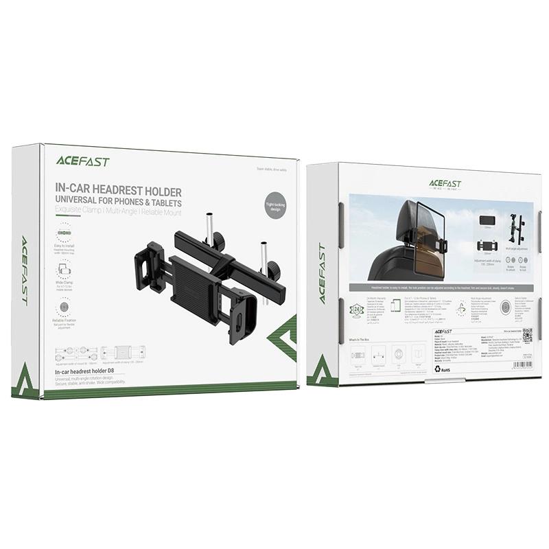 Acefast Car Headrest Holder For Phone And Tablet (135-230Mm Wide) Black (D8 Black)